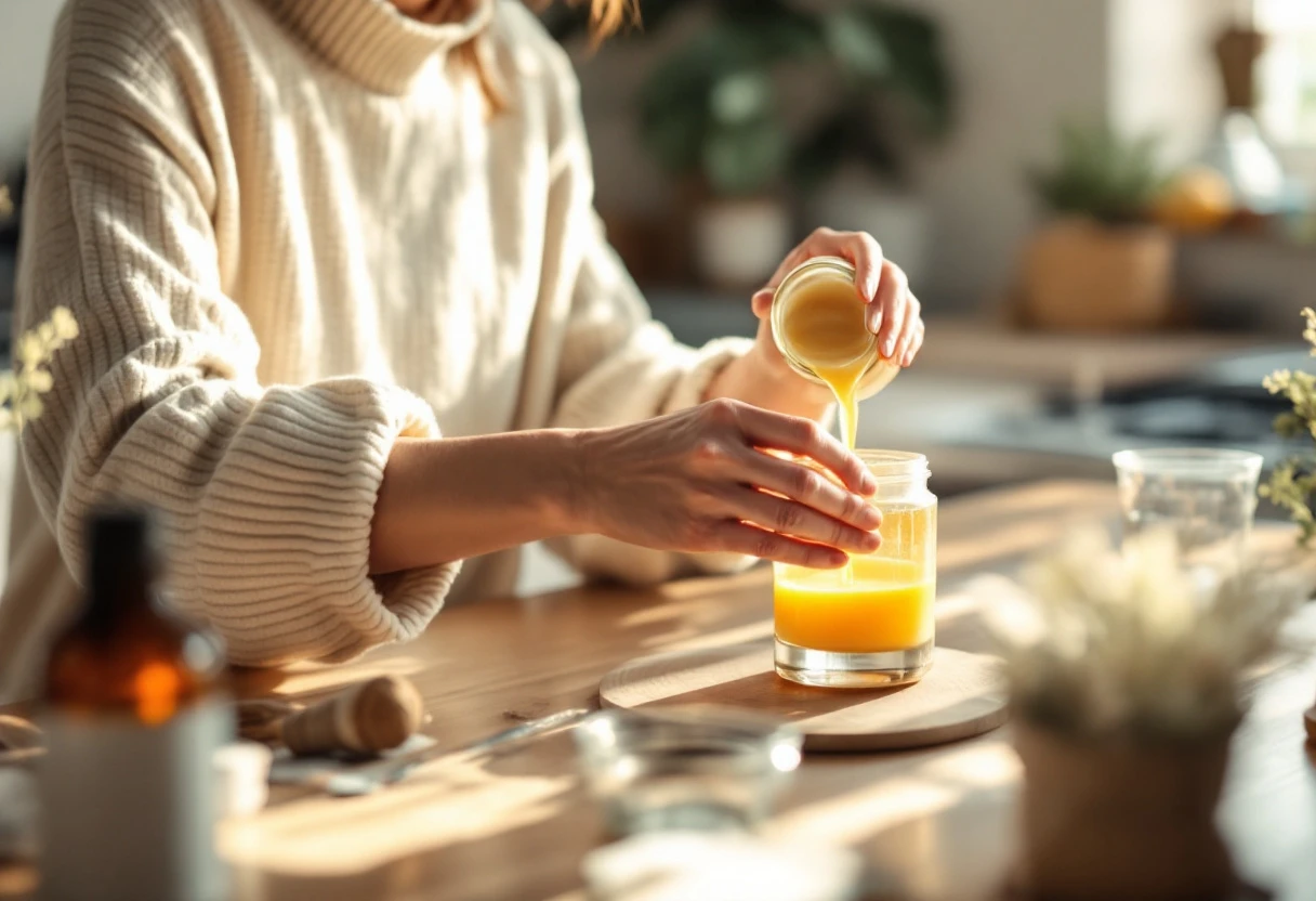 Pouring a candle at home